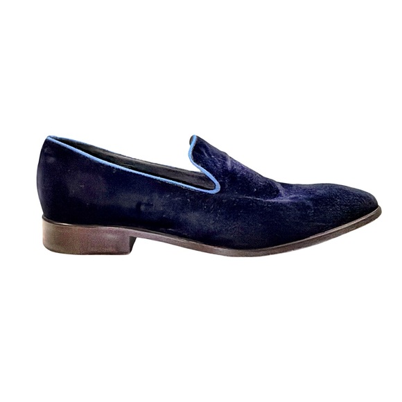 Saks Fifth Avenue Velvet Loafers Made in Italy Navy Blue Size 10M Luxury Slip-On - Picture 10 of 15